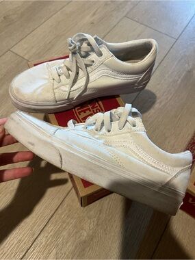 Vans White Canvas Low-Top Sneakers